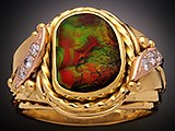 Ring - Fire Agate & diamonds - 22kt. RMA22-7