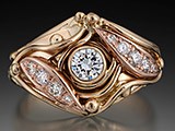 Ring - 1/4 ct. diamond & pave' diamonds - 14kt. rose & yellow gold  RMWB-28